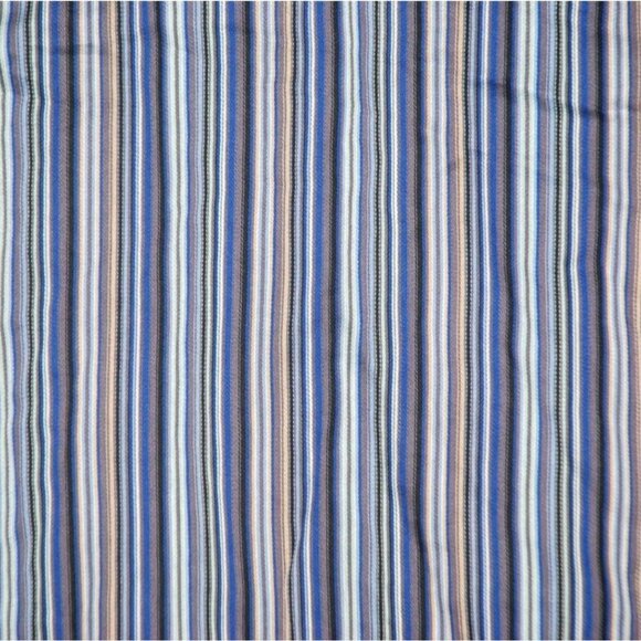 TD Thomas Dean Blue Striped Casual Button Up Shirt Size L Flip Contrast Cuff - Picture 8 of 10